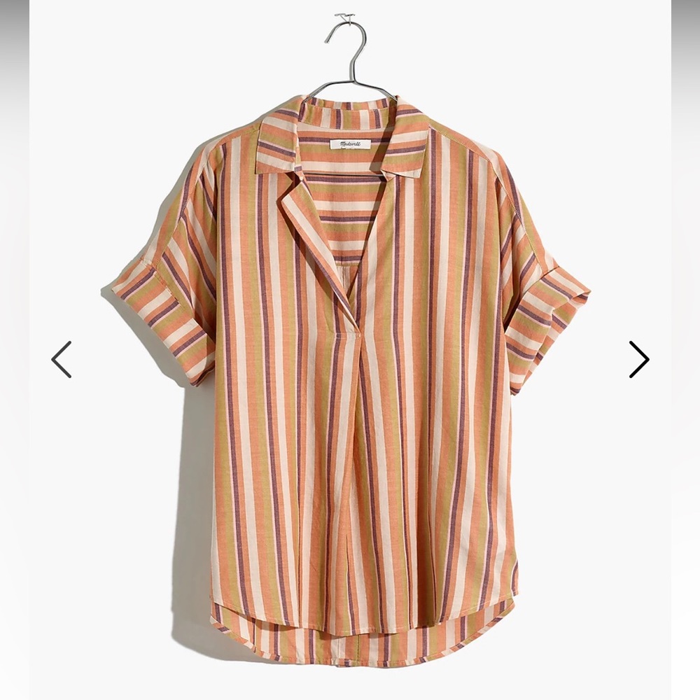 Madewell Courier Button-Back Shirt in Rainbow Stripe Small